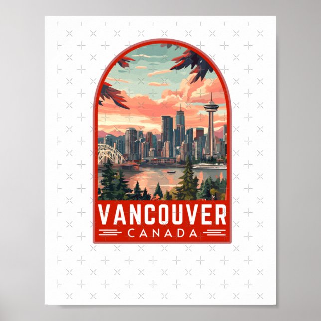 Affiche Vancouver au Canada Emblème d'art de voyage vector (Devant)