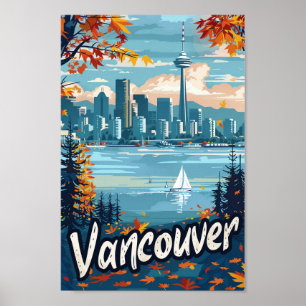 Affiche Vancouver Canada Vintage Retro Illustration de voy