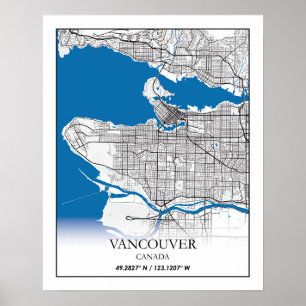 Affiche Vancouver (Colombie-Britannique) Carte des villes