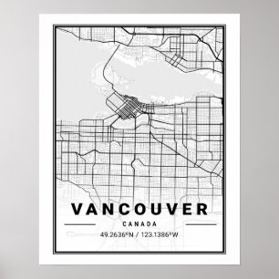 Affiche Vancouver (Colombie-Britannique) Plan de la ville 