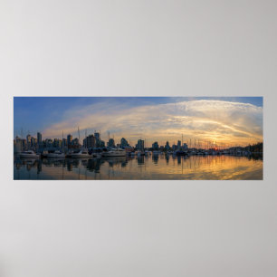 Affiche Vancouver Skyline - Port Yacht au coucher du solei