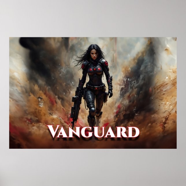 Affiche Vanguard – Guerrière Féminine Futuriste (Devant)
