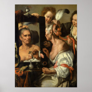 Affiche Vanitas, La vieille coquette par Bernardo Strozzi