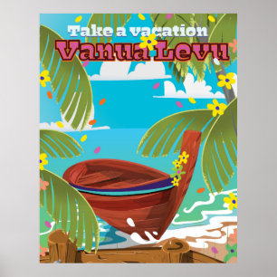 Affiche Vanua Levu vacation travel poster.