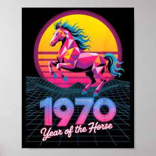 Affiche Vaporwave 2026 Année Cheval 1978 48e Anniversaire