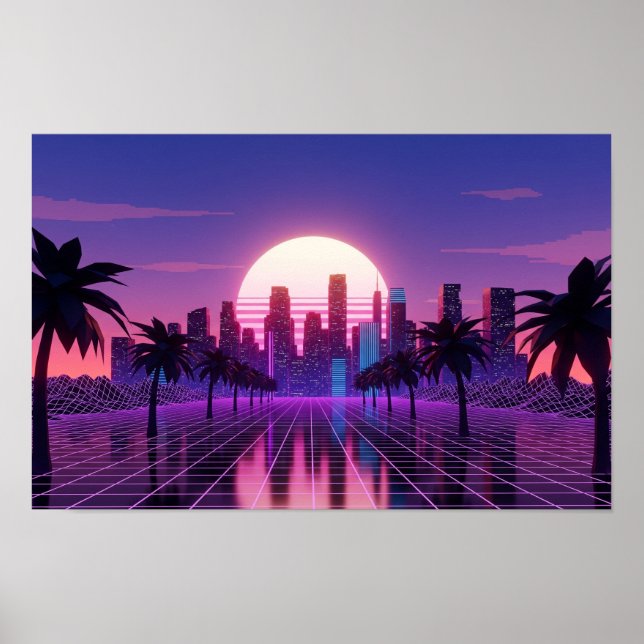 Affiche Vaporwave Cityscape (Devant)