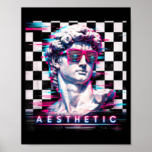 Affiche Vaporwave david glitch art esthétique retrowave 80