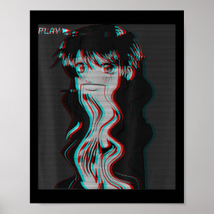 Affiche Vaporwave esthétique Triste Anime Girl Retro Eboy