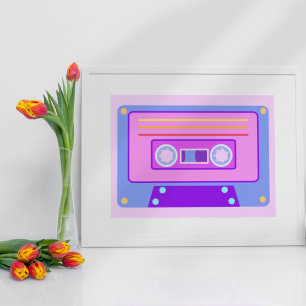 Affiche Vaporwave Lilac 90s Audio Cassette