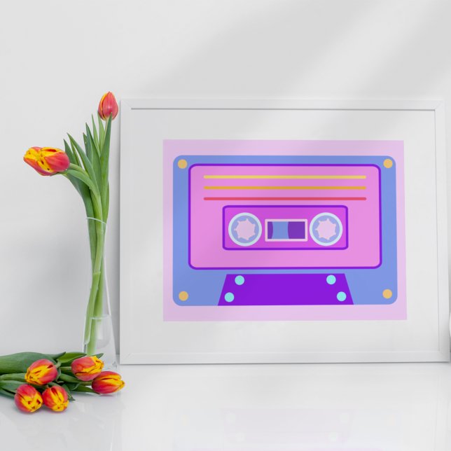 Affiche Vaporwave Lilac 90s Audio Cassette (Créateur téléchargé)