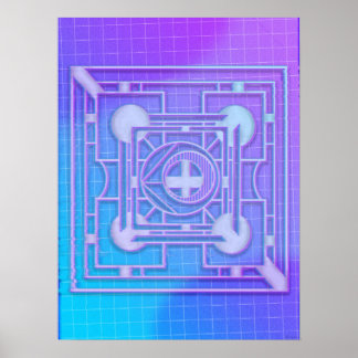 Affiche Vaporwave néon futuriste Abstrait géométrique
