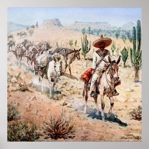 Affiche "Vaquero Pack Train" par Edward Borein