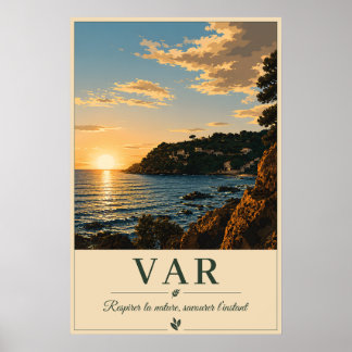 Affiche Var Mediterranean Coast Sunset Vintage