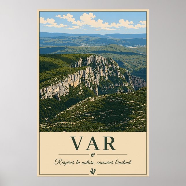 Affiche Var Provence Rocky Cliffs Vintage (Devant)
