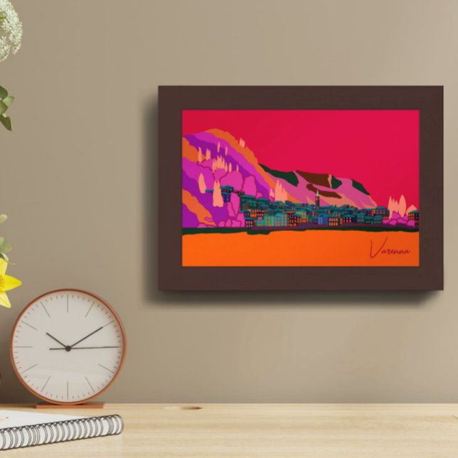 Affiche Varenna au lac de nuit de Côme Italie Illustration (Créateur téléchargé)