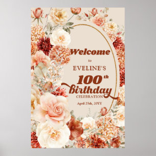 Affiche Varié automne floral 100e anniversaire Bienvenue