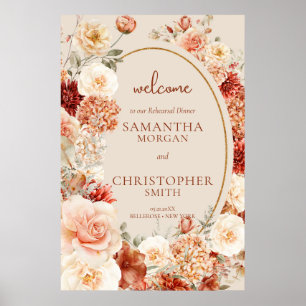 Affiche Varié automne floral rouillé Répétition de bienven