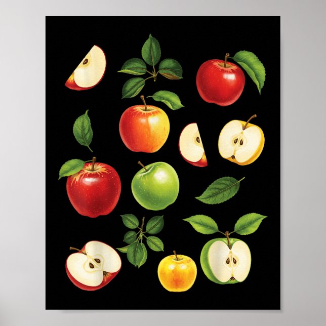 Affiche Variétés de pommes différents types de cueilleurs  (Devant)