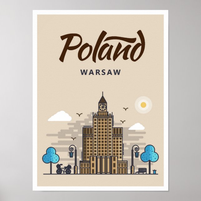 Affiche Varsovie Pologne Art Voyage Illustration (Devant)