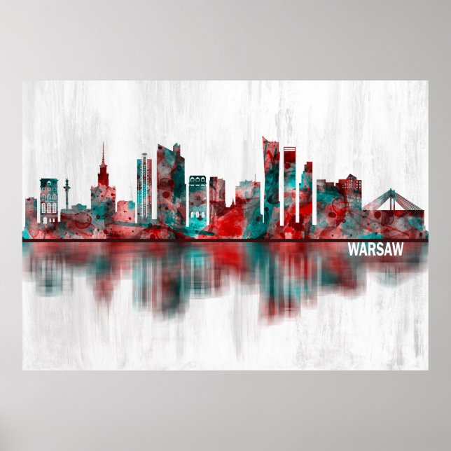 Affiche Varsovie Pologne Skyline (Devant)