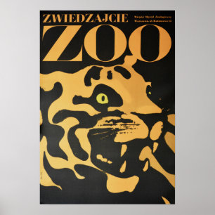 Affiche Varsovie Pologne Visiter Le Zoo Tiger 1967 Ancien