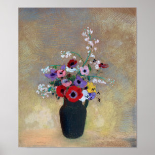 Affiche Vase aux fleurs mixtes, Redon