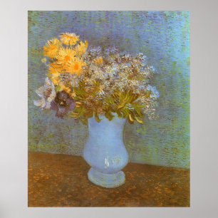 Affiche Vase aux lilas, marguerites et anémones par Van Go
