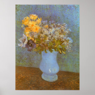 Affiche Vase aux lilas, marguerites et anémones par Van Go