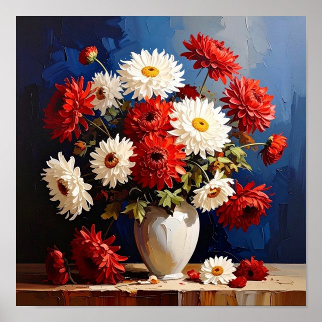 Affiche Vase avec chrysanthèmes d'après Van Gogh (Devant)