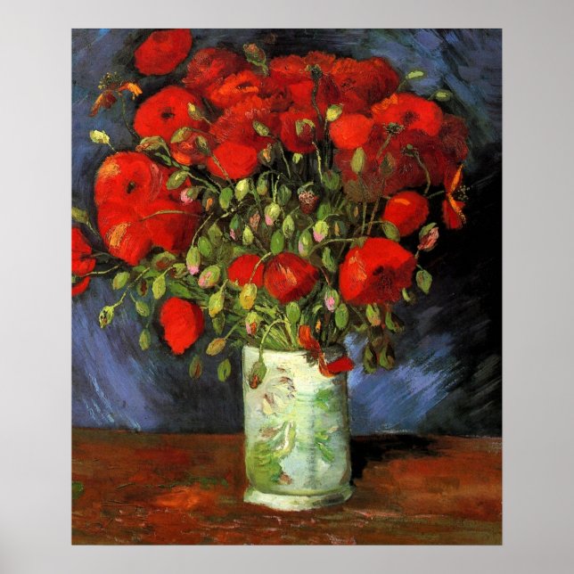 Affiche Vase avec des pavots rouges par Vincent Van Gogh (Devant)