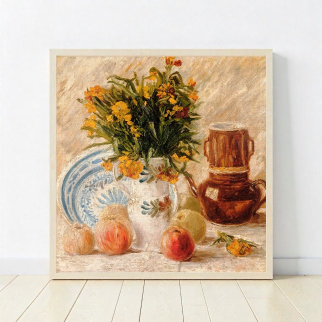 Affiche Vase avec Fleurs, Café et Fruit, van Gogh (Créateur téléchargé)