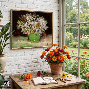Affiche Vase avec fleurs de Zinnia par Vincent van Gogh