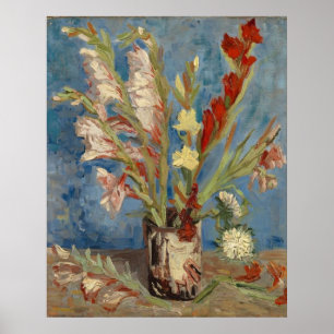 Affiche Vase avec Gladioli et chinois Asters van Gogh
