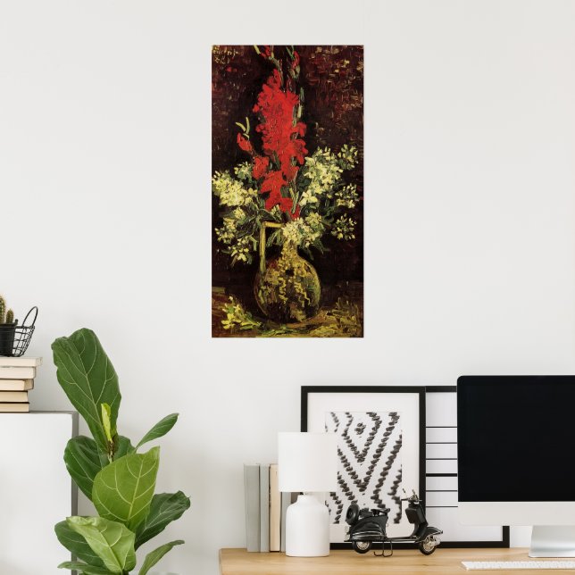Affiche Vase avec Glaïeuls, Œillets de Vincent van Gogh (Bureau à domicile)