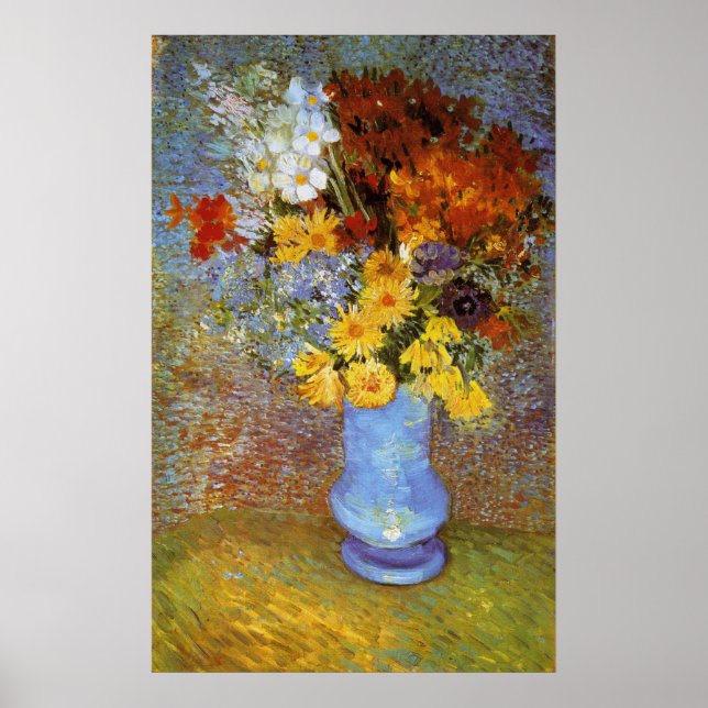 Affiche Vase avec marguerites et anémones - Van Gogh (Devant)