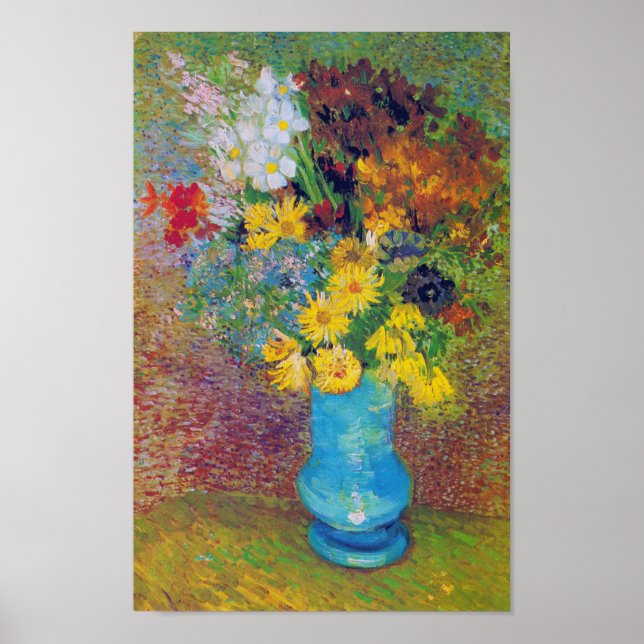 Affiche Vase avec marguerites et anémones, Van Gogh (Devant)