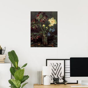 Affiche Vase avec Myosotis et Pivoines par Vincent van Gog