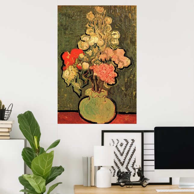 Affiche Vase avec Rose Mallows par Vincent van Gogh (Bureau à domicile)