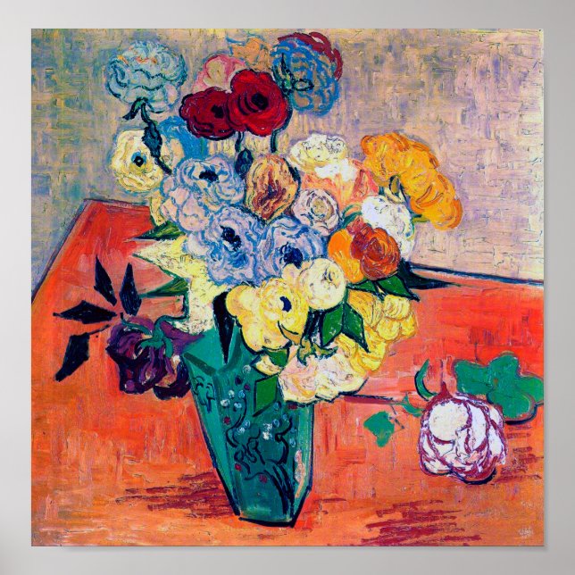Affiche Vase avec Roses et Anémones, Van Gogh (Devant)