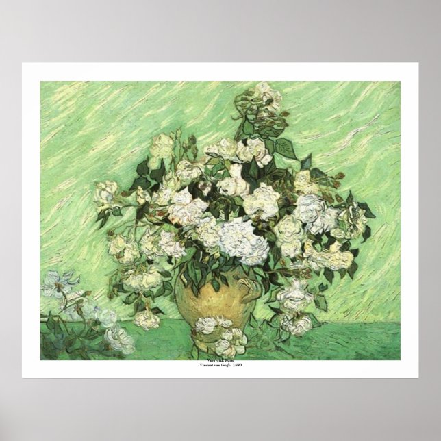 Affiche Vase avec Roses par Vincent van Gogh (Devant)