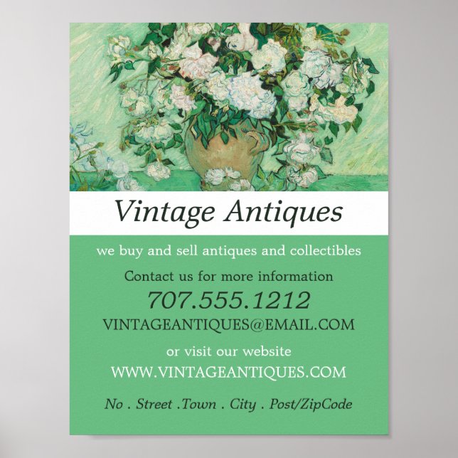 Affiche Vase Avec Roses Roses Roses Roses, Van Gogh, Antiq (Devant)