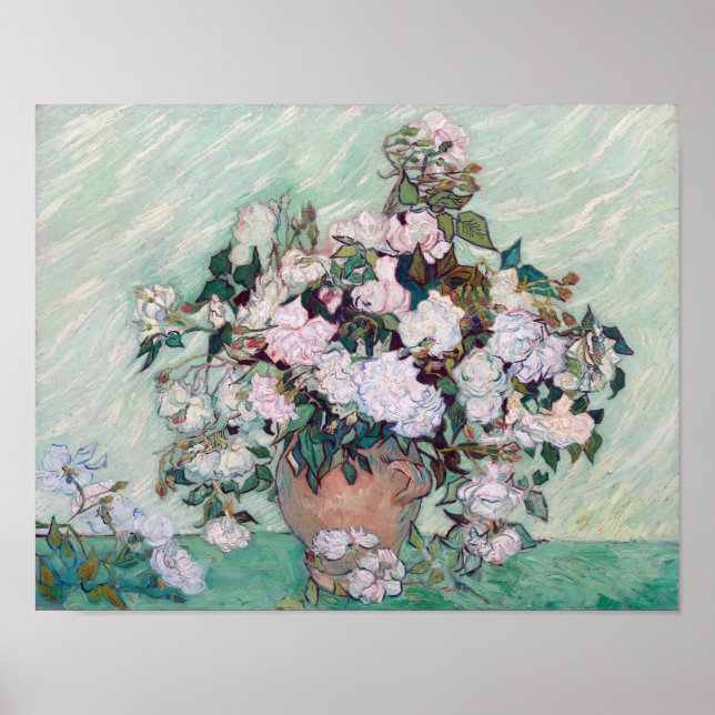 Affiche Vase avec roses roses roses, Van Gogh (Devant)