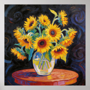 Affiche Vase avec tournesols d'après Van Gogh