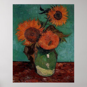 Affiche vase avec trois tournesols, van Gogh