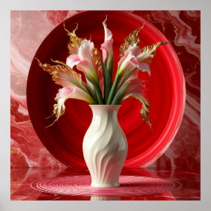 Affiche Vase blanc élégant avec fleurs colorées