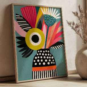 Affiche Vase de bouquet de fleurs abstraites Art floral co