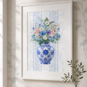 Affiche Vase de Chinoiserie Aquarelle