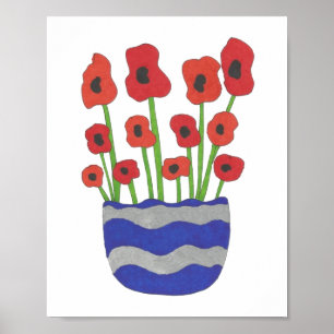 Affiche Vase de Coquelicots Art Contemporain