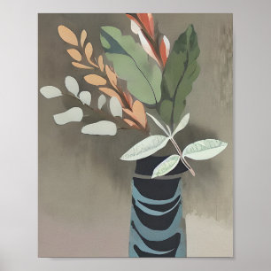 Affiche Vase de feuilles art minimaliste