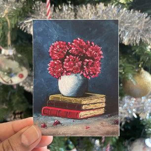 Affiche Vase de fleurs Bleu rose Livres Lecture Vie morte